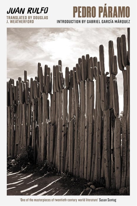 Book jacket of Pedro Páramo by Juan Rulfo featuring tall cactuses