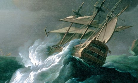A detail from the cover of The Wager: A Tale of Shipwreck, Mutiny and Murder by David Grann.
