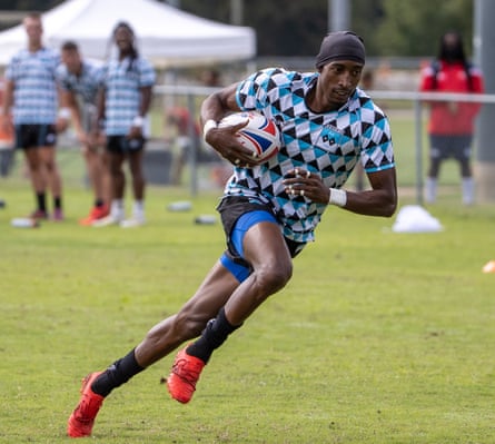 Perry Baker trains for the Premier Rugby Sevens, in Memphis.