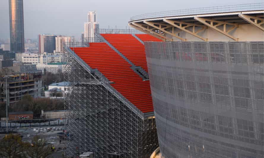 A view of Ekaterinburg Arena under construction.