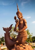 A statue of Suvannamaccha in Kampot, Cambodia.