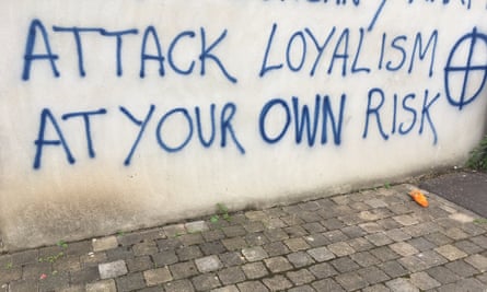 Graffiti warning contractors not to remove pallets for a bonfire in east Belfast.