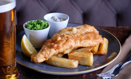 Fish and chips at the Three Blackbirds pub