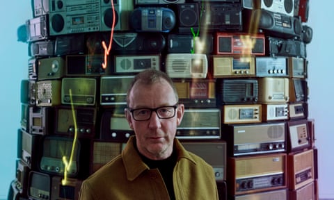 Dave Rowntree photographed at Tate Modern  with  Cildo Meireles’s 2001 sculpture Babel