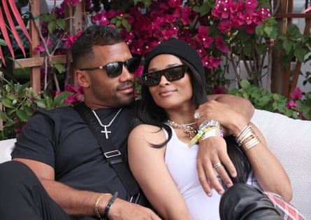 Ciara with her husband, NFL player Russell Wilson, at Coachella in April.