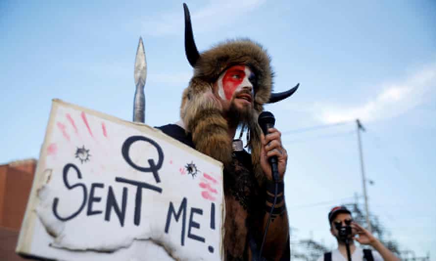 Jacob Chansley in Phoenix, Arizona, in November 2020. Nearly 600 people have been arrested over the attack on the Capitol.