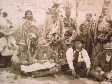 The father of Principal Chief Geoffrey Standing Bear as a baby, surrounded by his family and in the lap of oilman Frank Phillips, in 1929.