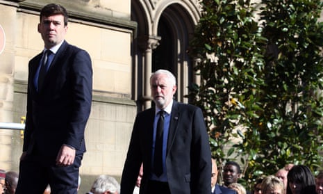 Labour leader Jeremy Corbyn (right), with the mayor of Manchester, Andy Burnham