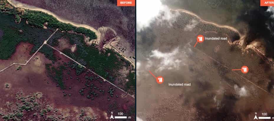 Before and after Satellite imagery shows affected areas of Tonga.