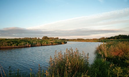 The River Lark running through The Fens in Isleham, Cambridgeshire