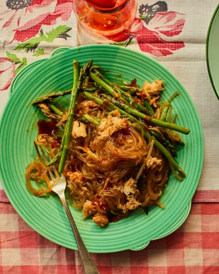 Georgie Hayden’s crab and asparagus glass noodle stir-fry