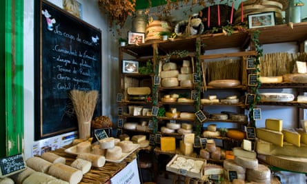 Selection of handmade cheeses on display in Montreuil sur Mer France.
