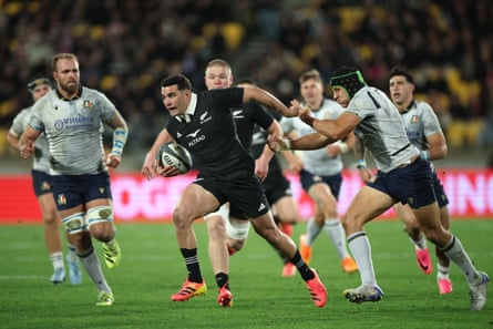 Josh Moorby makes a break for New Zealand
