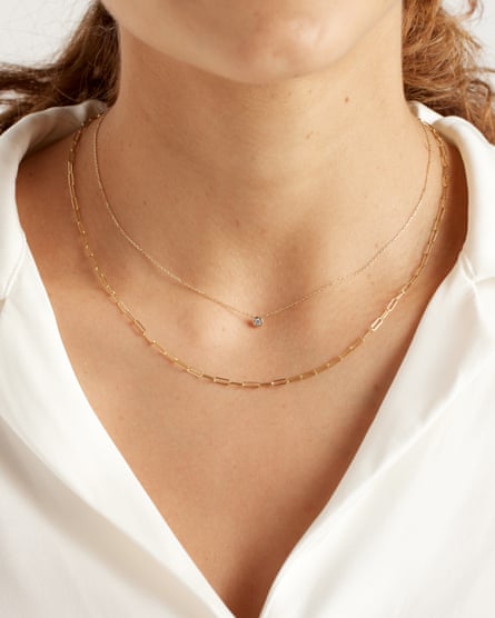 14K Gold Diamond Bezel Necklace