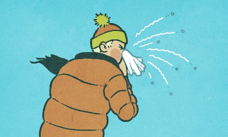 Illustration of man sneezing