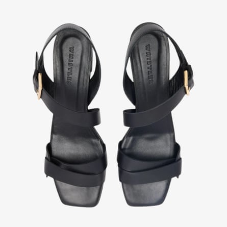 Whistles Black Block Heel Buckle Sandal