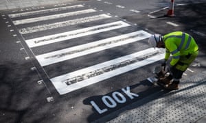 Repainting the famous crossing.