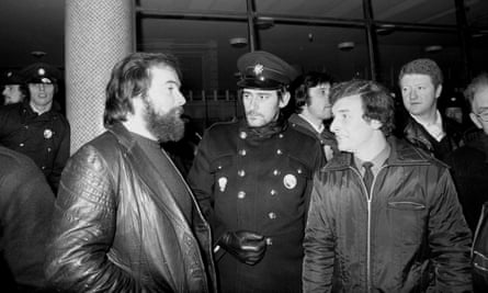 Jack Dromey, left, as a bearded young radical in 1977, supporting striking firemen outside Congress House.