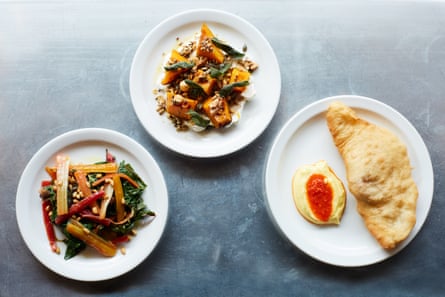 Big Jo’s pizza fritta: roast pumpkin, ricotta, sage, nuts and seeds; and chard, capers, raisins and pine nuts.