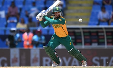 Quinton de Kock plays a shot during the ICC men’s Super Eight match between the United States and South Africa