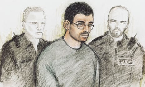 Artist’s sketch of Hashem Abedi during an appearance at Westminster magistrates court in London.