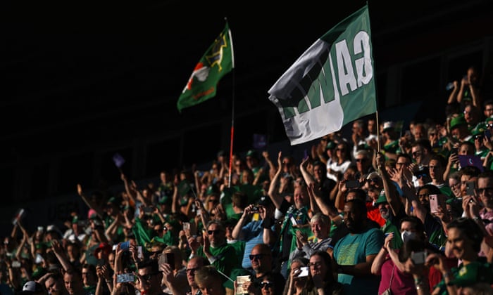 Northern Ireland supporters cheer on their team.