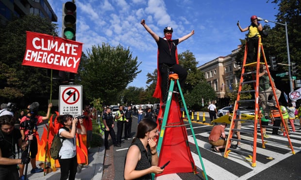 US activists take part in an environmental protest