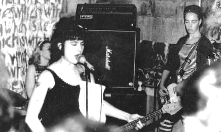 An early Bikini Kill gig at the Mushroom House in Olympia, Washington, in 1990.