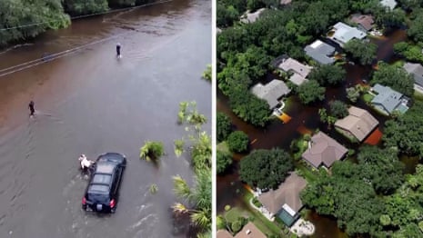 Dronebeelden tonen de redding van een inwoner van Florida die is gestrand door de orkaan Debby - video