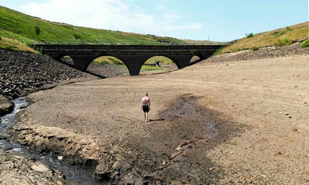 A dry tributary to the Dowry reservoir near Oldham, 18 July 2022