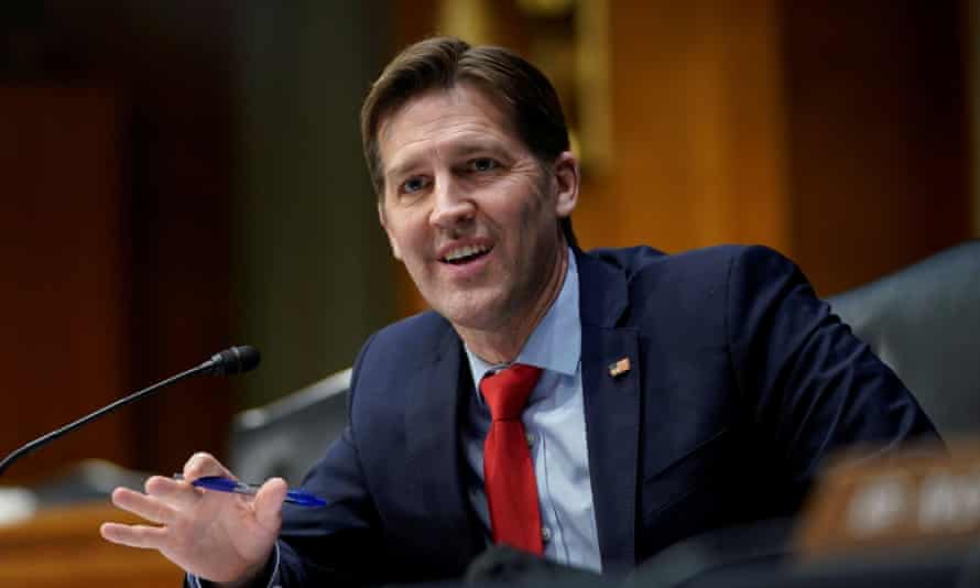 Ben Sasse questions witnesses during a Senate intelligence committee hearing on Capitol Hill.