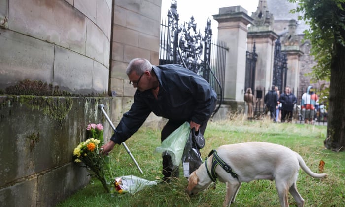 Queen Elizabeth II: King Charles III expresses ‘greatest sadness’ upon death of his mother in first statement as monarch – latest updates | The Queen 1 A man places flowers outside the Palace of Holyroodhouse after the announcement Queen Elizabeth, Britain's longest-reigning monarch and the nation's figurehead for seven decades, has died aged 96.