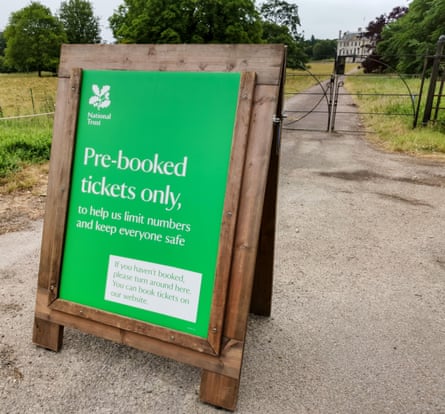 A sign warning visitors that entry to Kingston Lacy must be pre-booked.