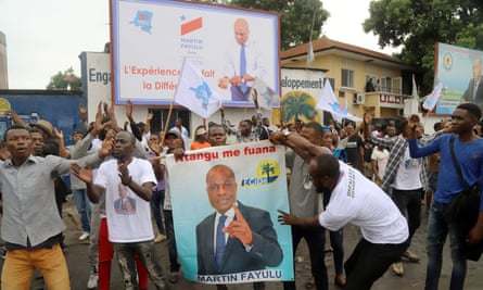 Supporters of Martin Fayulu celebrate in Kinshasa, DRC