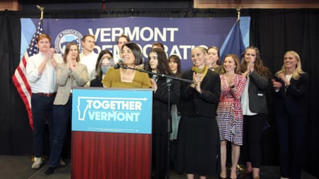 Vermont elects first female and out gay member of Congress – video