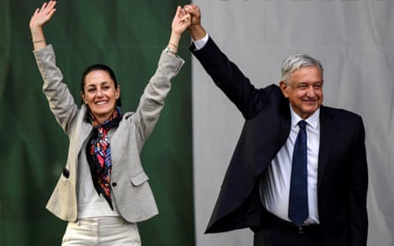 Claudia Sheinbaum and Andrés Manuel López Obrador in Mexico City in 2019,