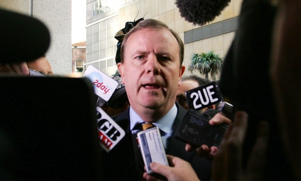 Peter Costello answers a question from the media in 2006