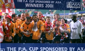 Liverpool celebrate their FA Cup win which also made up part of their 2001 treble.