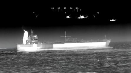 Night vision image of the Belgian army intercepting and boarding the oil tanker Ethera.