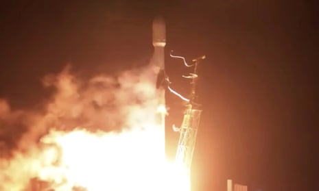 Nasa video shows the SpaceX Falcon 9 rocket with the Double Asteroid Redirection Test, or Dart, spacecraft onboard, on a collision course with moonlet Dimorphos. 