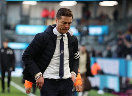Burnley manager Scott Parker looks dejected after the match