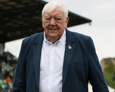 Tony Rowe dons an Exeter Chiefs pin as he arrives to watch the European Challenge Cup match between Benetton Treviso and Exeter Chiefs