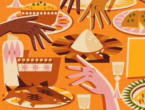 Eating with your hands illustration Observer Food Monthly OFM September 2022