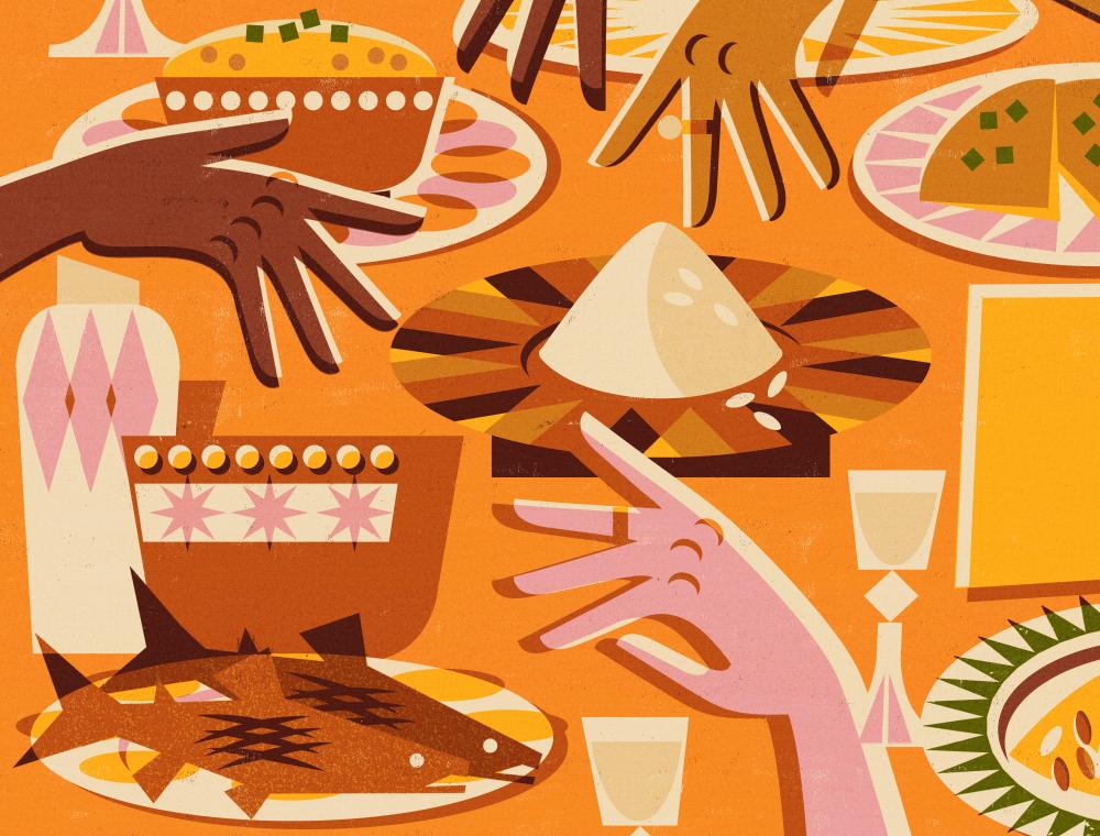 Eating with your hands illustration Observer Food Monthly OFM September 2022