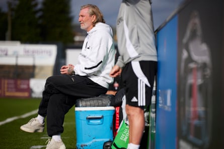 Robbie Savage on the touchline at Macclesfield last season
