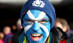 A buoyant Scotland supporter.