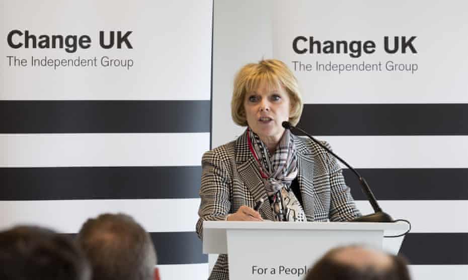 Anna Soubry speaking at a European election rally for Change UK in Edinburgh.