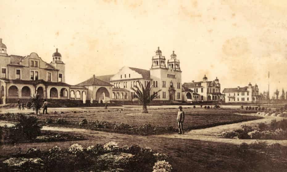 sepia historic photo of building