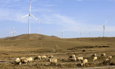 Wind turbines in Gansu, Wuwei, China
