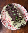Georgina Hayden ‘s viennetta. ‘Hayden goes brilliantly rogue by whizzing up basil leaves to create something that looks like a mint viennetta’.